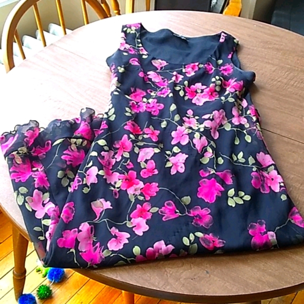 Black/pink floral maxi dress